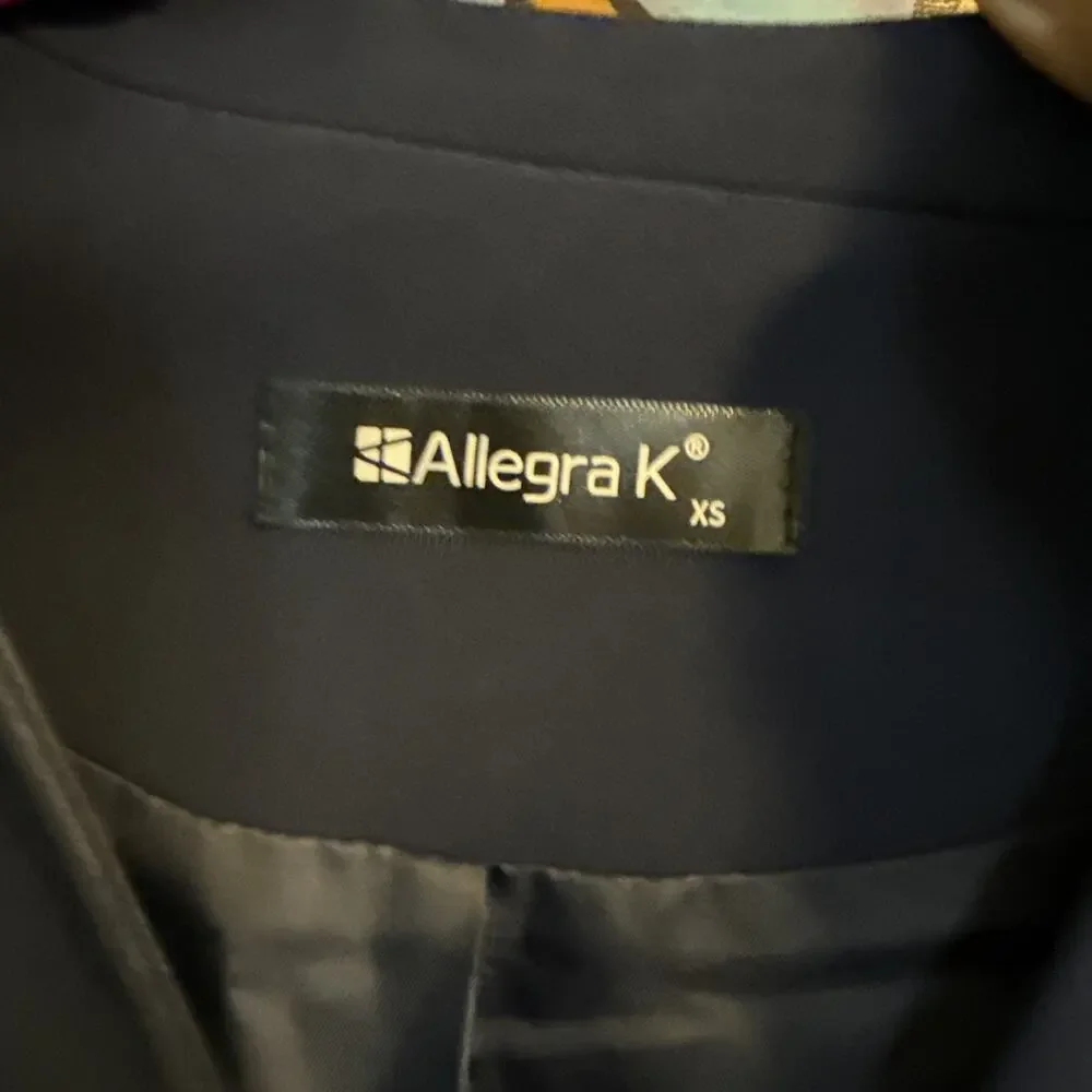 Allegra K Long Sleeve Blazer, XS, Navy